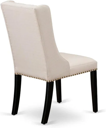 Miniatura 5 de East West Furniture FOP1T01 Forney Parson - Juego de 2 sillas de comedor con botones copetudos y ribete de cabeza de clavo, color crema, juego de 2