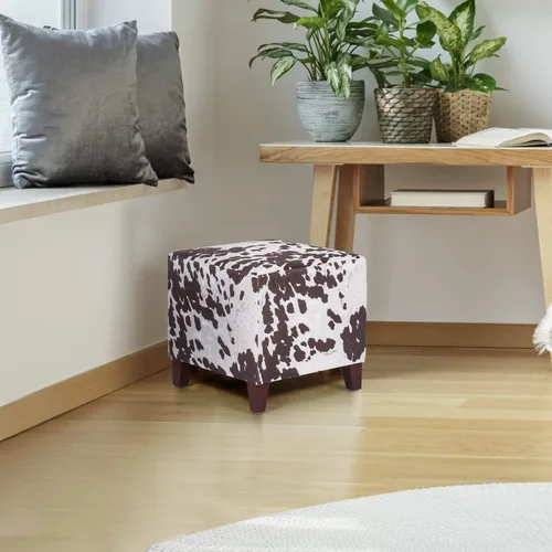 Miniatura 6 de Reposapiés otomano en forma de cubo, reposapiés cuadrado, banco pequeño para zapatos, silla de tocador con patas antideslizantes (vaca marrón)
