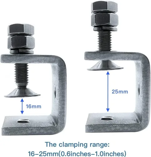 Miniatura 2 de StaiStainless - Abrazaderas en C de acero inoxidable de 0.630-1.181 in para montaje, juego de abrazaderas en U para carpintería resistente, 2 pzas