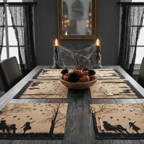Miniatura 5 de DaDa Bedding - Juego de 4 manteles individuales de algodón y lino para mesa de comedor, 13 x 19 pulgadas
