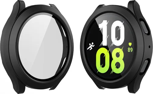 Langboom Funda rígida negra compatible con Samsung Galaxy Watch 5 Galaxy Watch 4 de 1.732 pulgadas (1.732 in) con protector de pantalla, protector