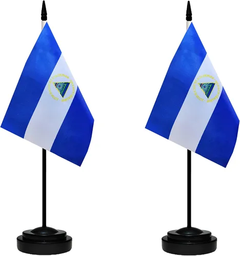 Miniatura 23 de Juego de banderas colombianas de lujo para escritorio de Colombia, pequeñas banderas de escritorio colombianas en miniatura con poste sólido, base