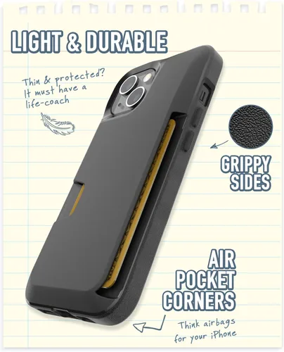 Miniatura 3 de Smartish - Funda tipo cartera para iPhone 13, diseño de cartera volumen. 1 tarjetero de crédito [delgado + protector] – Lazo negro traje de noche