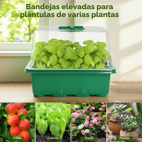Miniatura 8 de Kit de inicio de semillas MIXC con luz de crecimiento, kit de bandeja para plántulas elevadas con cúpula de humedad ajustable y bandeja de celdas