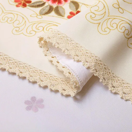 Miniatura 4 de Wewoch Mantel decorativo de encaje con estampado floral rojo, resistente al agua, sin arrugas y a las manchas, mantel de tela para cocina, 60 x 84