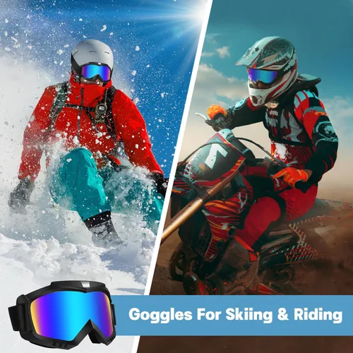 Miniatura 6 de Paquete de 2 gafas de motocross – Motocicleta, ATV, equitación, esquí, resistente al viento gafas de carreras