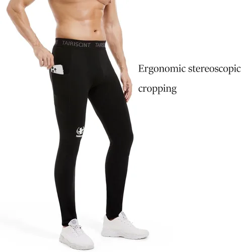 Miniatura 7 de TAIRISCINT Los pantalones de compresión de tela de alto rendimiento para hombre son adecuados para correr, fitness, voleibol en cuclillas, tenis.
