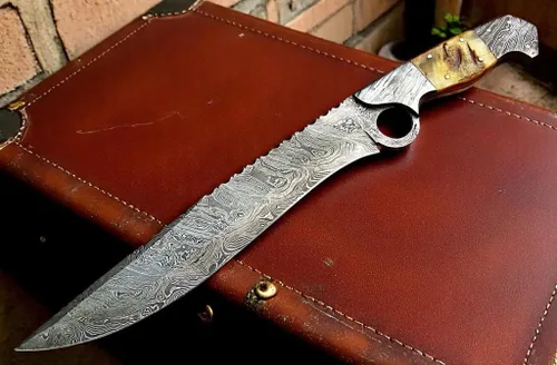 Miniatura 9 de Poshland RG-44 Cuchillo de caza de acero de Damasco hecho a mano - Mango magnífico
