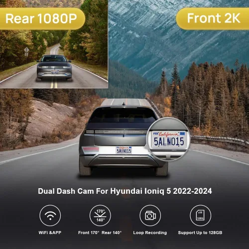 Miniatura 2 de Fitcamx Cámara de tablero delantera 2K y trasera 1080P para Hyundai IONIQ 5 2022-2024 (6 ventilaciones) SE Standard Range SEL Limited, aspecto OEM
