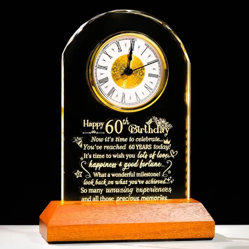 Miniatura 10 de Ornalrist Reloj de cuarzo de cristal de feliz cumpleaños número 100 para hombres y mujeres, regalo de cumpleaños de 100 años para padres, abuela