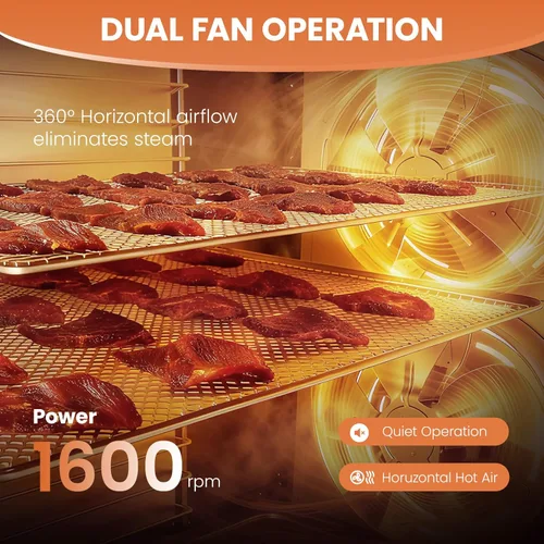 Miniatura 5 de Máquina Deshidratadora de Alimentos con 12 Bandejas de Acero Inoxidable, 10.9 pies² Deshidratador de Carne para Cecina, Secador de 800W