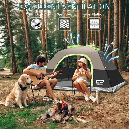 Miniatura 8 de CAMPROS CP Camping Tent 2/4/6 Person, Waterproof Windproof Double Layer Dome Tent, Easy Setup with Large Mesh Windows & Wide Door for Outdoor