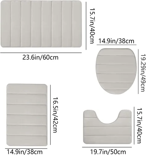 Miniatura 2 de Bathroom Rugs for 3 Pieces, Memory Foam Bath Mat Set, Universal Toilet Mats, Soft Comfortable, Water Absorption, Non-Slip, Thick, Machine Washable