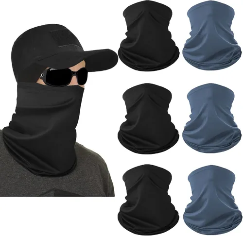 6 Pack Neck Gaiter Bandana Face Mask Summer UV Protection Cool Face Clothing Sun Scarf Cover Head for Men and Women,Outdoor