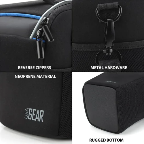 Miniatura 8 de USA GEAR Bolsa compacta para guardar cámara con cobertor para lluvia y correa para hombro