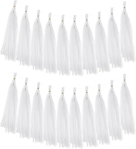 Miniatura 29 de MECCANIXITY 20 guirnaldas de papel de seda con borlas para decoración de fiestas, día de San Valentín, cumpleaños para mujeres con cuerda y alambre