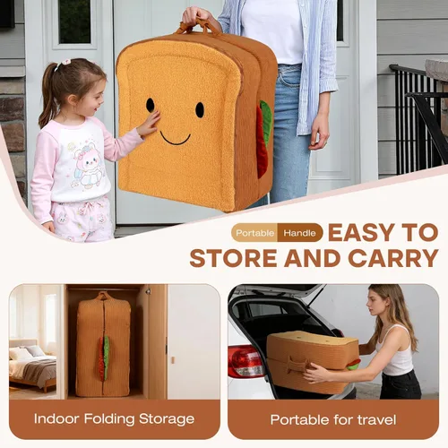 Miniatura 4 de Cama de viaje para niños pequeños, estilo sándwich, camas portátiles para niños pequeños, cuna de viaje plegable de espuma suave para bebés y niños