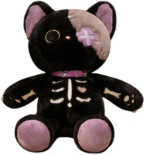 Miniatura 7 de ELAINREN Oso de peluche morado gótico, animales de peluche espeluznantes de Halloween Oso de peluche de decoración de regalo/30 cm