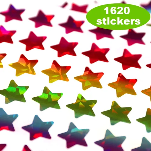 Miniatura 2 de Lrogoe 1620 calcomanías holográficas de estrellas pequeñas de arcoíris para recompensas infantiles, tabla de comportamiento, planificador Multicolor