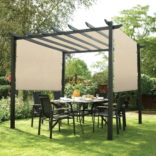 Miniatura 4 de Patio 12 x 11 pies Toldo de Pérgola de Reemplazo con Ojales y Varillas Ponderadas para Protección Solar al Aire Libre, Bloque UV para Gazebo, Patio
