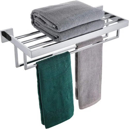 Miniatura 11 de KOKOSIRI Toallero negro mate de 24 pulgadas, estante de toalla de baño con barras de toalla dobles SUS304 de acero inoxidable montado en la pared