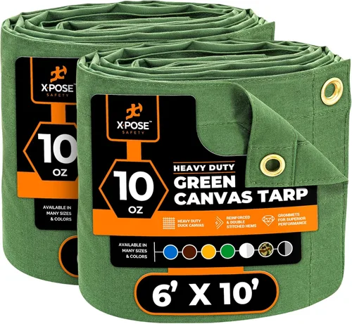 Miniatura 82 de Xpose Safety Lona de Lona - Lonas de Lona Verde de 10oz Resistentes al Agua con Ojales de Latón - Lona Multiusos para Exteriores para Campamento