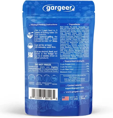 Miniatura 2 de Gargeer Alimento de pescado cíclido africano de 3 onzas para criadores avanzados. Dieta completa de gel cíclidos africanos para jóvenes y adultos.