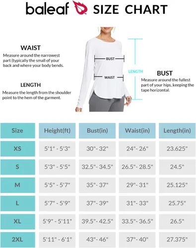 Miniatura 6 de BALEAF Camisetas de sol para mujer UPF 50+ de manga larga para senderismo, ligeras, de secado rápido, protección UV, ropa para exteriores