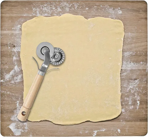 Miniatura 4 de Fantes Ravioli de pasta de doble hoja cortador de masa de pasta rueda de acero inoxidable con mango de madera de haya, el mercado italiano original