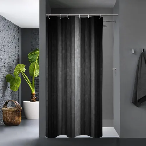 Gibelle Cortina de ducha pequeña de 36 x 72 pulgadas, juego estrecho medio negro y gris, tela moderna abstracta para baño, textura de vidrio fresco