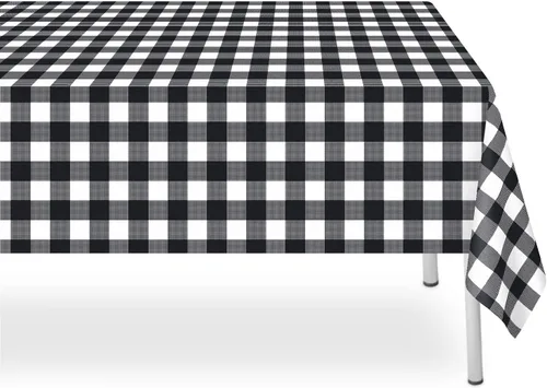 Miniatura 122 de Paquete de 6 manteles de plástico desechables azules y blancos a cuadros, manteles de plástico azules para fiestas, 54 x 108 pulgadas impermeables