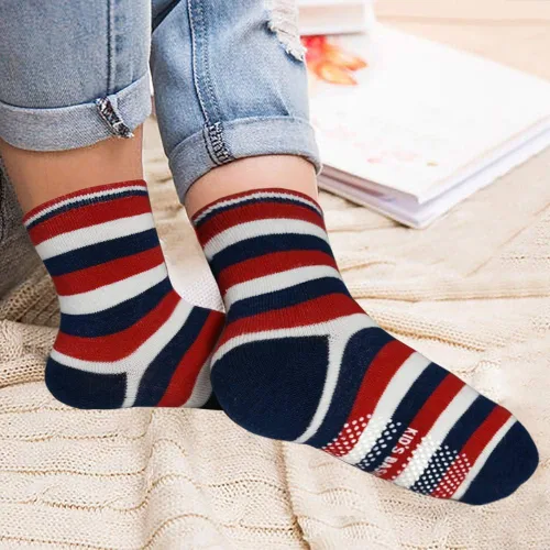 Miniatura 5 de Calcetines SkiBeaut para niño, 12 pares de calcetines antideslizantes para niño, calcetines de algodón con adherencia para niños de 1-3 3-5 5-7