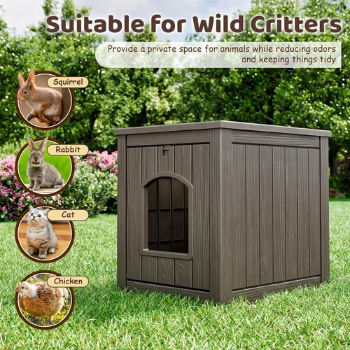 Miniatura 2 de KAMABOKO Casa para gatos al aire libre, refugio de plástico PP resistente a la intemperie para uso en interiores y exteriores, casa duradera