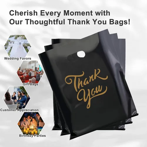 Miniatura 4 de Gute paquete de 100 bolsas para mercancía con texto "Thank You" - extra gruesas 2,36 mil al por mayor al por menor para venta al por menor