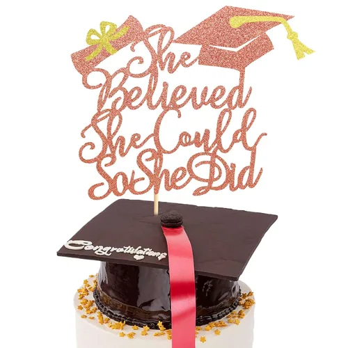Miniatura 26 de Arthsdite 1 Pieza Decoración para Pastel de Graduación con Purpurina Dorada "So Proud of You" - 2025 Graduado Felicitaciones Senior Decoración