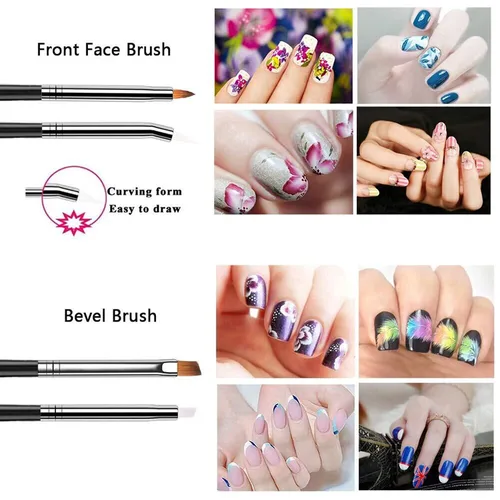 Miniatura 2 de 20 herramientas de diseño de arte de uñas, juego de 15 pinceles de pintura con 5 bolígrafos punteados, negro..