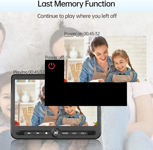 Miniatura 6 de Arafuna - Reproductor de DVD portátil dual de 10.5 pulgadas, pantalla recargable para automóvil reproduce una misma o dos películas diferentes