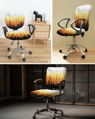 Miniatura 6 de Fundas elásticas para silla de oficina con árbol de otoño naranja, 2 piezas, suave y decorativo, protector para silla de escritorio de computadora
