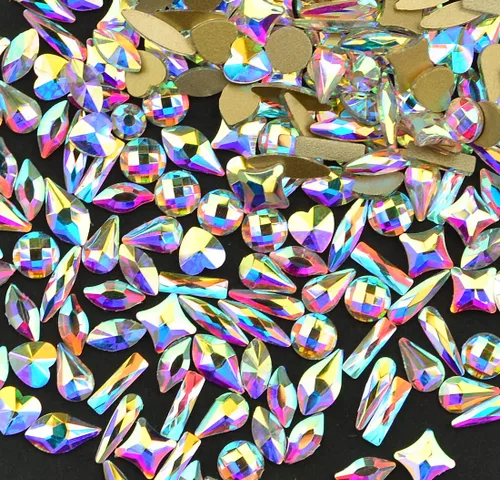 Miniatura 4 de Massive Beads Gemas de diamantes de imitación de cristal con parte trasera plana mixta para arte de uñas 3D para teléfono DIY
