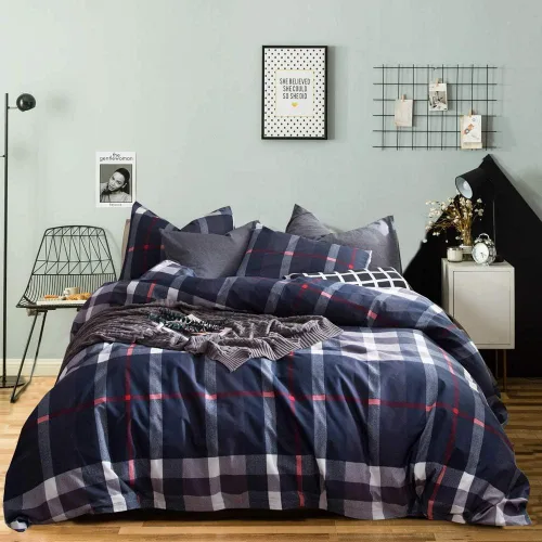 Miniatura 19 de Juego de edredón Wellboo, juego de ropa de cama Queen, color sólido, azul marino y blanco degradado, edredón de algodón, moderno, liso, suave