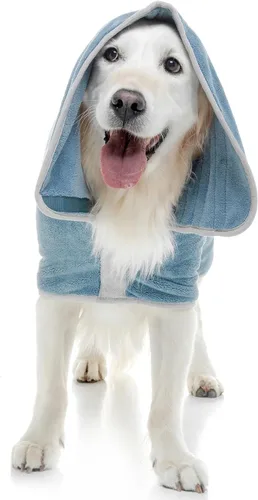 Miniatura 7 de Lucky Pooch® Bata de baño para perro, lujosa bata de baño para perro, ultra absorbente, seca a tus perros en minutos. Doble capa, toalla súper suave