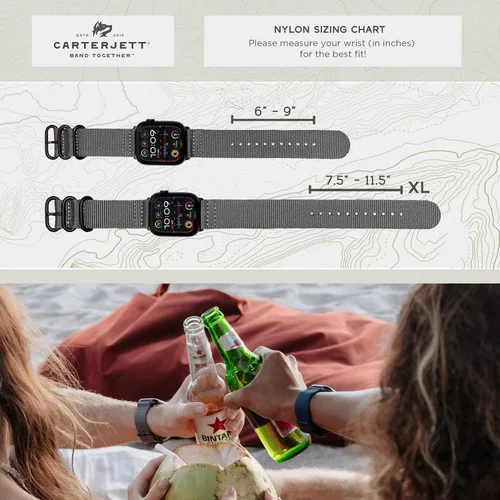 Miniatura 7 de Carterjett - Correa para Apple Watch 1.732 pulgadas, 1.654 pulgadas, 1.575 pulgadas, 1.496 pulgadas, nailon NATO, correas iWatch, mujeres y hombres