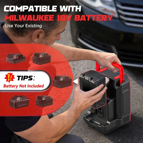 Miniatura 6 de DIYtoolifz Compresor de aire inalámbrico para inflador de neumáticos compatible con batería Milwaukee de 18 V (solo herramienta), bomba de aire