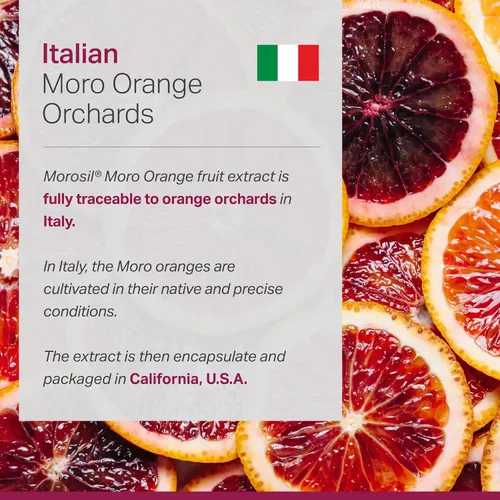 Miniatura 4 de Morosil: Suplemento antioxidante y nutricional para hombres y mujeres Bienestar y vitalidad Naranja roja Moro Sin OGM, sin gluten, 60 cápsulas