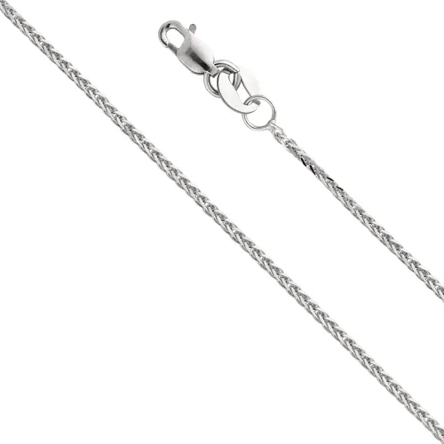 Miniatura 6 de The World Jewelry Center 14k REAL Gold Solid 1mm, 0.8mm Braided Square Wheat Chain Necklace with Lobster Claw Clasp