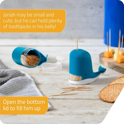 Miniatura 3 de PELEG DESIGN Soporte para palillos de dientes Jonah - Dispensador de palillos de dientes con diseño de ballena lindo - Soporte de palillos