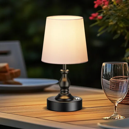 Miniatura 9 de PARTPHONER Mini lámpara de mesa LED inalámbrica, lámpara recargable de 5200 mAh, brillo de 3 niveles, lámpara de escritorio regulable táctil, luz