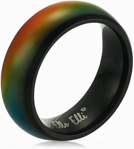 Miniatura 2 de Ello Elli Anillo de acero inoxidable con ajuste cómodo de 0.315 in que cambia de estado de ánimo tono platanegro