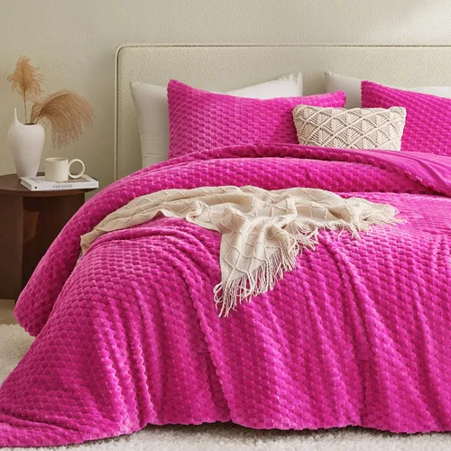 Miniatura 12 de Petrichor Juego de edredón esponjoso tamaño individual, edredón grueso de franela negra ultrasuave para cama Queen, juego de ropa de cama cálido