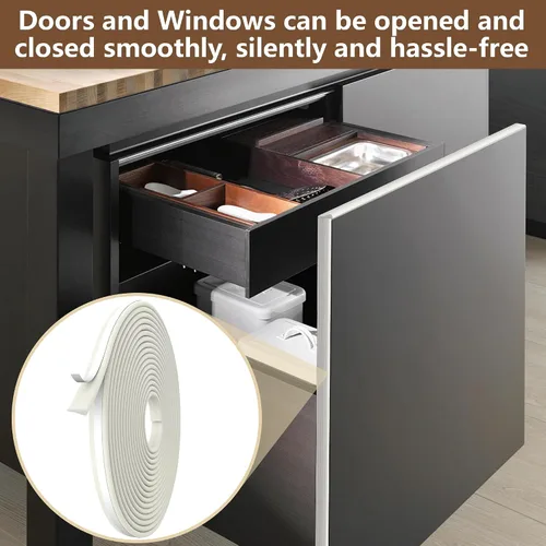 Miniatura 7 de moonoom Sello de cuña de 235 pulgadas, tiras aislantes autoadhesivas para ventanas y puertas, cinta selladora de huecos de espuma sintética